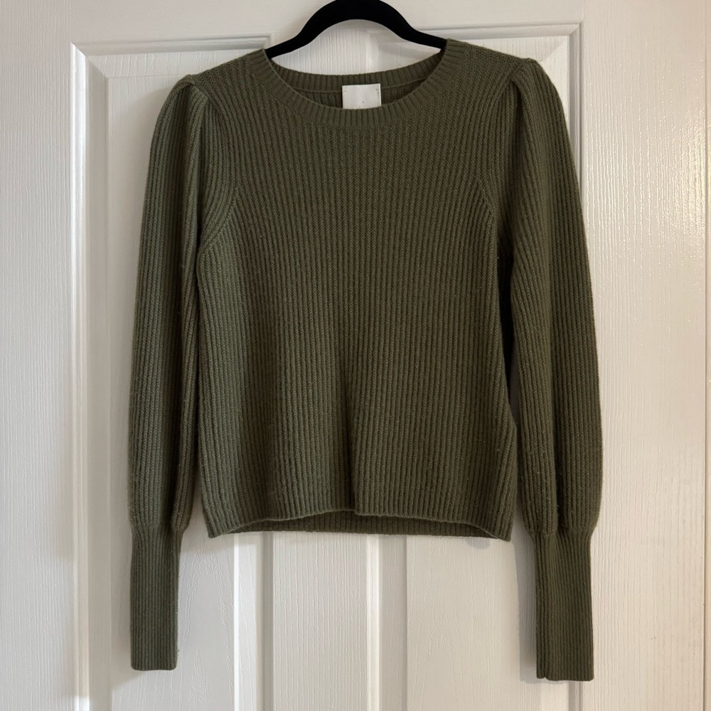 Allude Cashmere Sweater Olive Crew Neck  XS